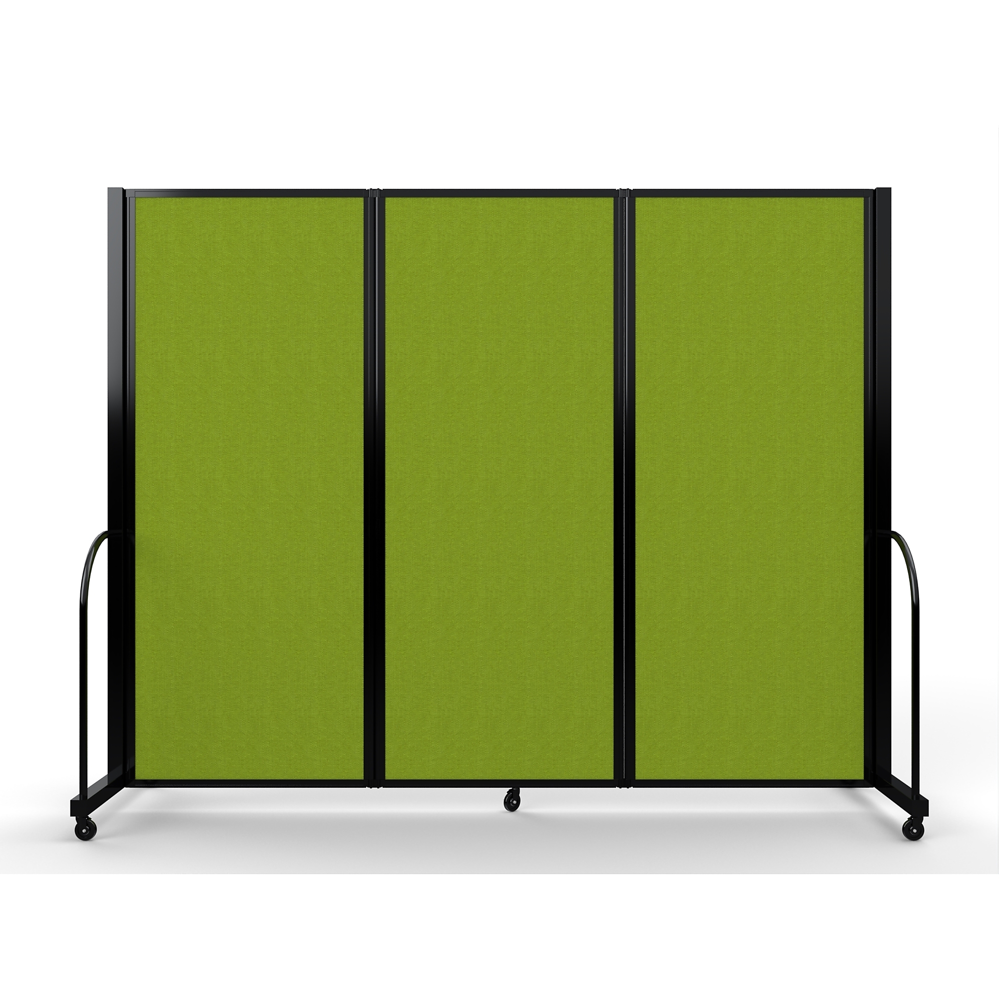 Screenflex Full Motion Divider, 6'10" x 8'7", Black Frame, Apple Green